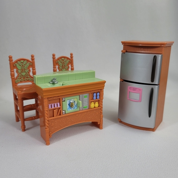 Fisher Price Mattel Loving Family Dollhouse Furniture  Fridge Chairs Island Sink - Picture 14 of 14